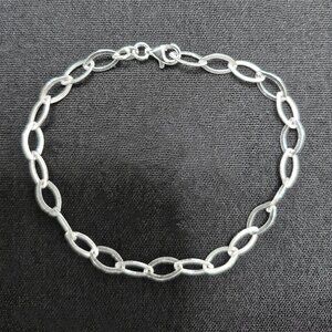 Sterling Silver Dainty Oval Link Bracelet, Real Solid Silver Stamped 925 ITALY